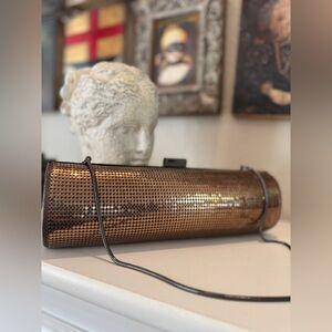 Whiting & Davis mesh structured bag,‎ snake chain strap converts to clutch